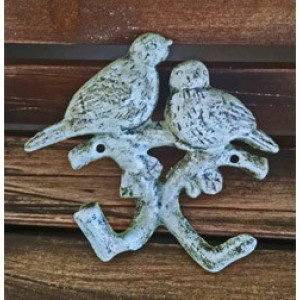 French Country Blue Distressed Double Perching Swallows Wall Hook