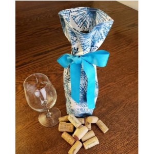 Wine Bottle Bags, Fabric Reusable with Attached Ribbon, Handmade in the USA, 