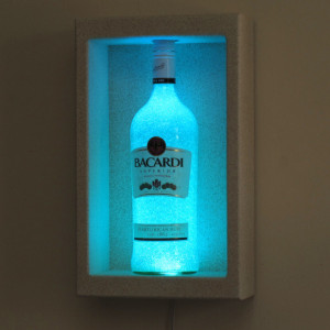 Bacardi Rum Shadowbox Wall Mount or Tabletop Color Changing Bottle Lamp Bar Light  LED Remote Controlled Eco Friendly