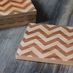 Chevron Coasters - Modern Solid Wood Set of 4