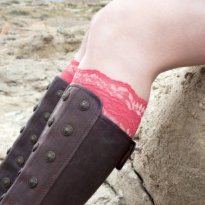 Coral Lace Boot Cuffs