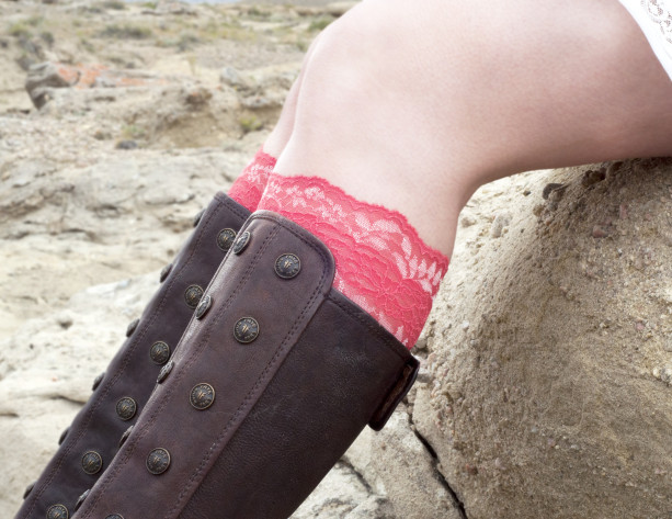 Coral Lace Boot Cuffs