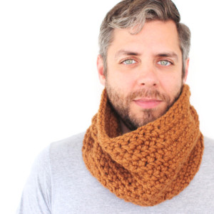 SALE - Unisex Crochet Circle Scarf in Butterscotch - Cowl Scarf - Neckwarmer - Ready to Ship