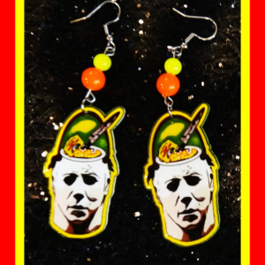 Halloween Horror Movie Retro Classic Candy Pail Dangle Earrings