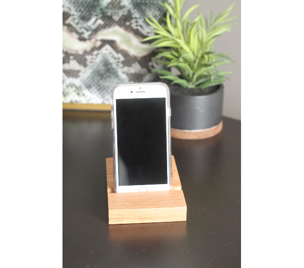 Free Shipping! Oak Cell Phone Dock | Personalized Custom Engraving | Desktop Holder Droid Charging Station