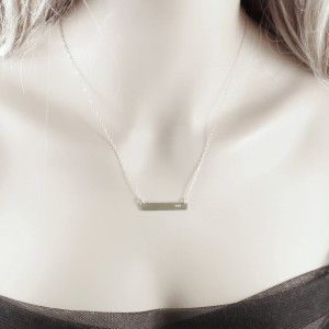 Personalized bar necklace, sterling silver custom date necklace engraved necklace rectangle