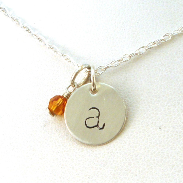 Lowercase Initial Necklace with Birthstone