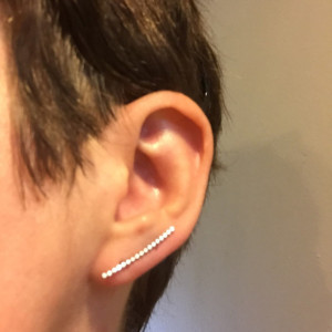Sterling Silver Beaded Climber Earring Set, 925 Sterling Silver, Cuff Earring, Wrap earring, Ear Crawler