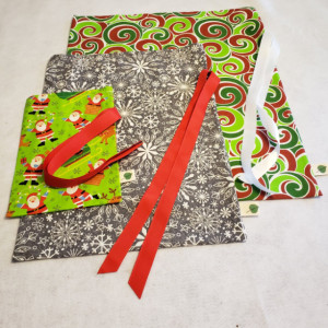 Christmas Gift Bags, Fabric with Ribbon, Alternative to Gift Wrap, Reusable Gift Bags
