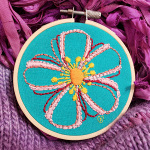 Tropical Flower Embroidery Hoop Art