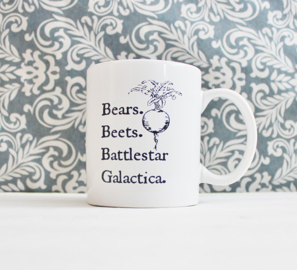 Bears Beets Battlestar Galactica Mug - The Office tv Show Pop Culture - coffee cup, pencil holder, catch-all - Ready to Ship