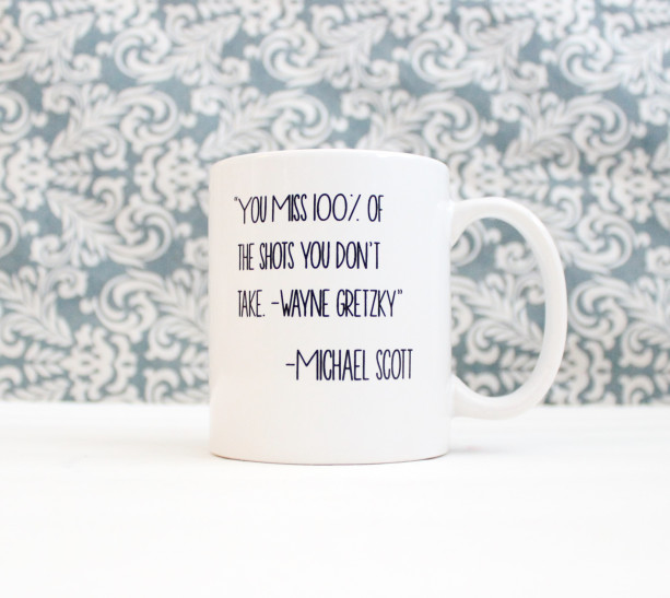 Wayne Gretzky Michael Scott Quote Mug - The Office tv Show Pop Culture - coffee cup, pencil holder, catch-all - Ready to Ship 