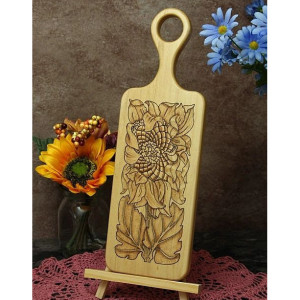 Handcrafted Woodburned Decorative Ruffled Sunflower Cutting Board/Pyrography