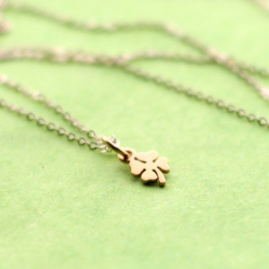 Tiny Gold Four Leaf Clover Pendant Necklace