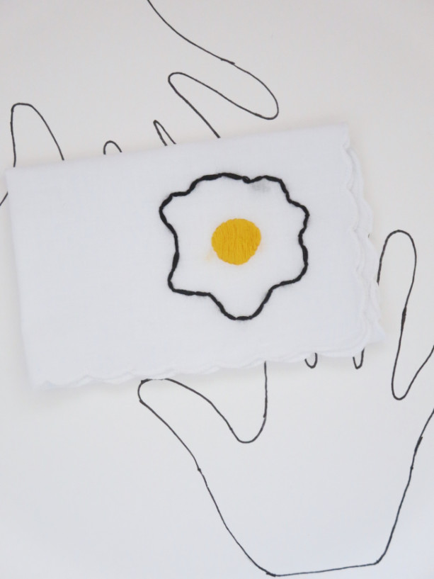 Hand Embroidered Egg Hankie by wrenbirdarts