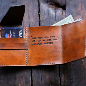 Mens Leather Wallet, Secret Life of Walter Mitty Wallet, Mens Anniversary Gift (Mahogany Color)