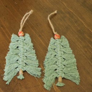 Macrame Tree Christmas Ornament Set of Two