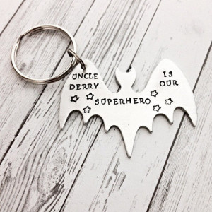 Father's Day gift for dad, Superhero keychain, uncle keychain,  bat keychain, dad gift, comic book keychain, man keychain, godfather gift