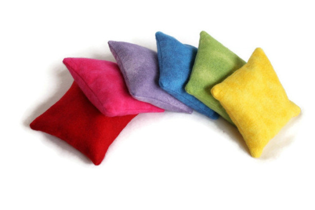 Flannel Rainbow Square Bean Bags (set of 6) Educational Kids Sensory Toy Bright Colors - US Shipping Included