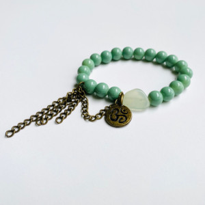 Green & Bronze Om Bracelet 