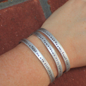 Personalized Cuff Bracelet Hand Stamped Jewelry - Quote Bracelet - Stacking Bracelets -