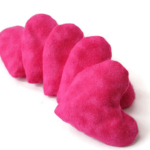 Heart Shaped Bean Bags (Set of 5) Hot Pink Flannel Birthday Party Favors Valentine's Day (Includes US Shipping)