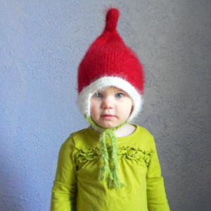 Kids Elf Winter Pixie toddler Hat with Strings  Winter hats for Children