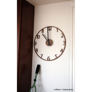 Unique Naked Wood Wall Clock. Cutout walnut clock, modern mid-century style. 15