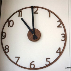 Unique Naked Wood Wall Clock. Cutout walnut clock, modern mid-century style. 15