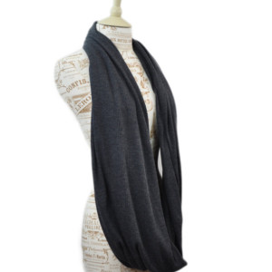 Charcoal Sweater Ribbed Knit Infinity Scarf