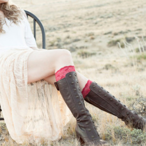 Red Lace Boot Cuffs, Lace Faux Socks, Women's Boot Topper, Faux Leg Warmers, Knee High Accessory