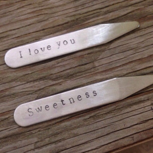 Hand stamped stainless steel collar stays personalized gift for him 2.5 inch medium