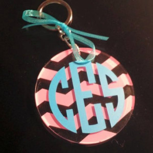 Custom Monogrammed Acrylic Keychain Keychains, Luggage Tag, Monogram, Custom Gift Tag