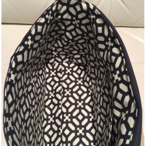 Messenger Bag - Black Canvas with Black & White Geometric Lining