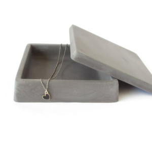Concrete Trinket Box with Lid || Cement Jewelry Box