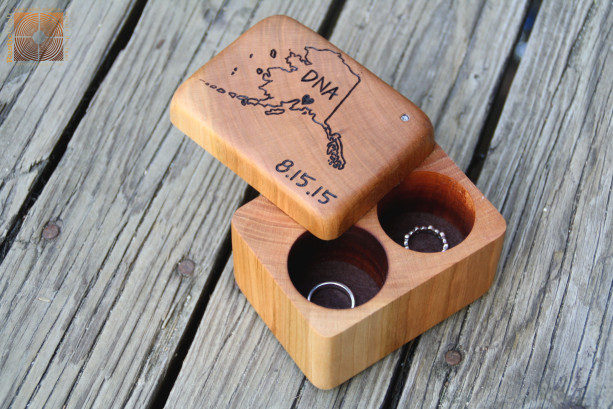 Double Wood Ring Box- Handmade & Hand Engraved