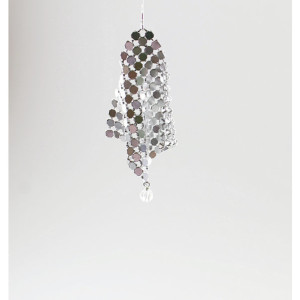 Mesh rock crystal quartz earrings, floating, disco
