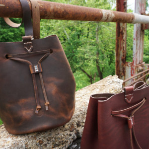Horween Leather Crossbody Drawstring Bag // Bucket Bag // Sling Backpack // Shoulder Bag // Hand Stitch // Multiple Colors Available // USA
