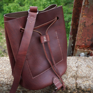 Horween Leather Crossbody Drawstring Bag // Bucket Bag // Sling Backpack // Shoulder Bag // Hand Stitch // Multiple Colors Available // USA