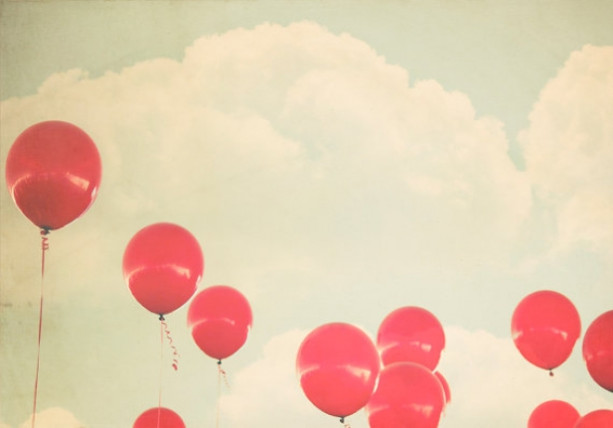 Red Balloons - 8x10 photograph - fine art print - vintage photography - whimsical nursery art - balloon art