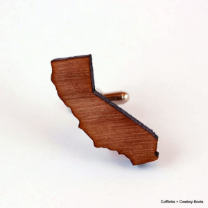 Laser Cut Walnut Cufflinks - State of California