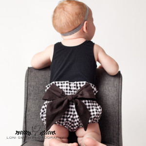 High Waist Bloomer | Black Gingham with Black Bow