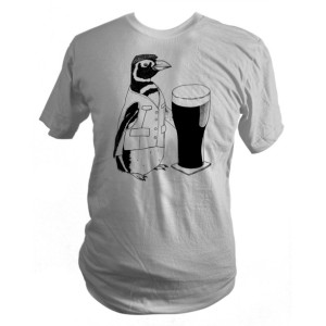 Slate Grey Beer Penguin Screen Printed T-Shirt, Men, Women, Unisex, Made in USA - Gifts for Him or Her, St. Patrick's Day