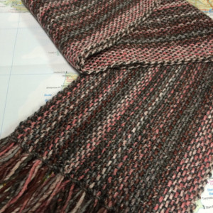 pink & grey: handwoven silk blend scarf