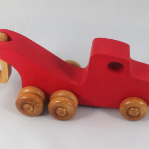 Handmade Wooden Toy Tow Truck 482847326