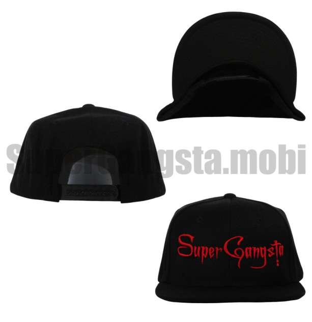 Super Gangsta Snap Back Baseball Hat - Black & Red