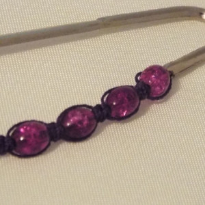 Purple Crackle Glass Bead  Macrame Bookmark