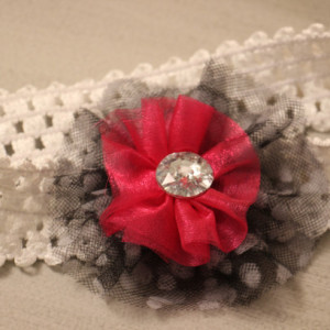 ~ SET OF TWO ~ 3 months - 2 years Headband with tulle flower, 6 months to pre-teen headband with fabric flower