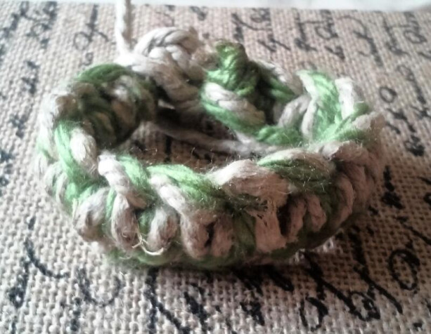 Thick Green Charcoal Yarn Hemp Macrame Bracelet