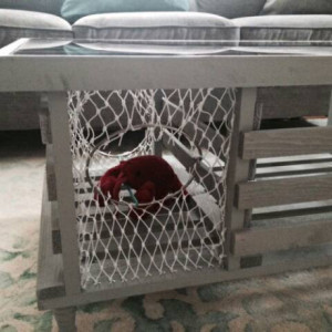 Handmade Wooden Lobster Trap Coffee Table, Weathered Grey Finish